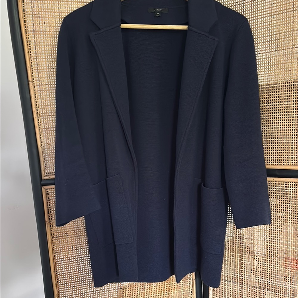 JCREW Navy Open Front Sweater Blazer